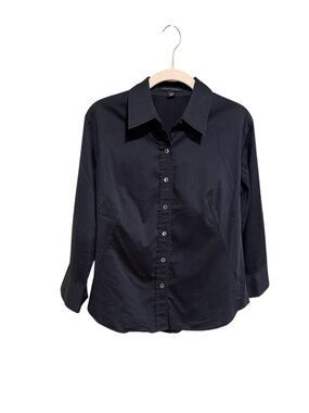 Banana Republic Cotton Blend Dark Grey Stretch Button Down Shirt - Size